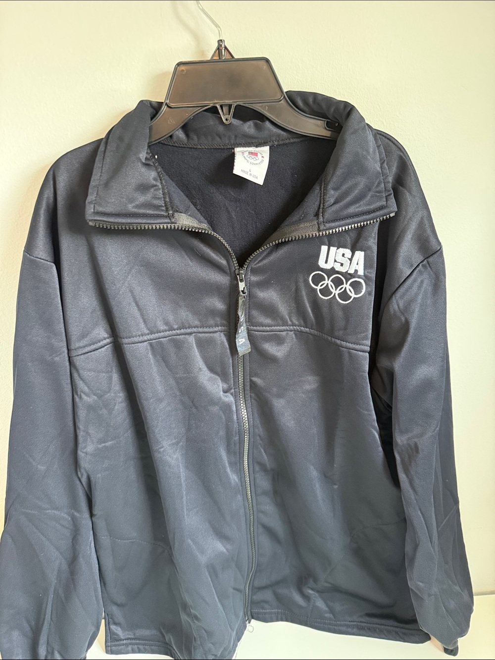 Black USA Olympic Full-Zip Bomber Jacket